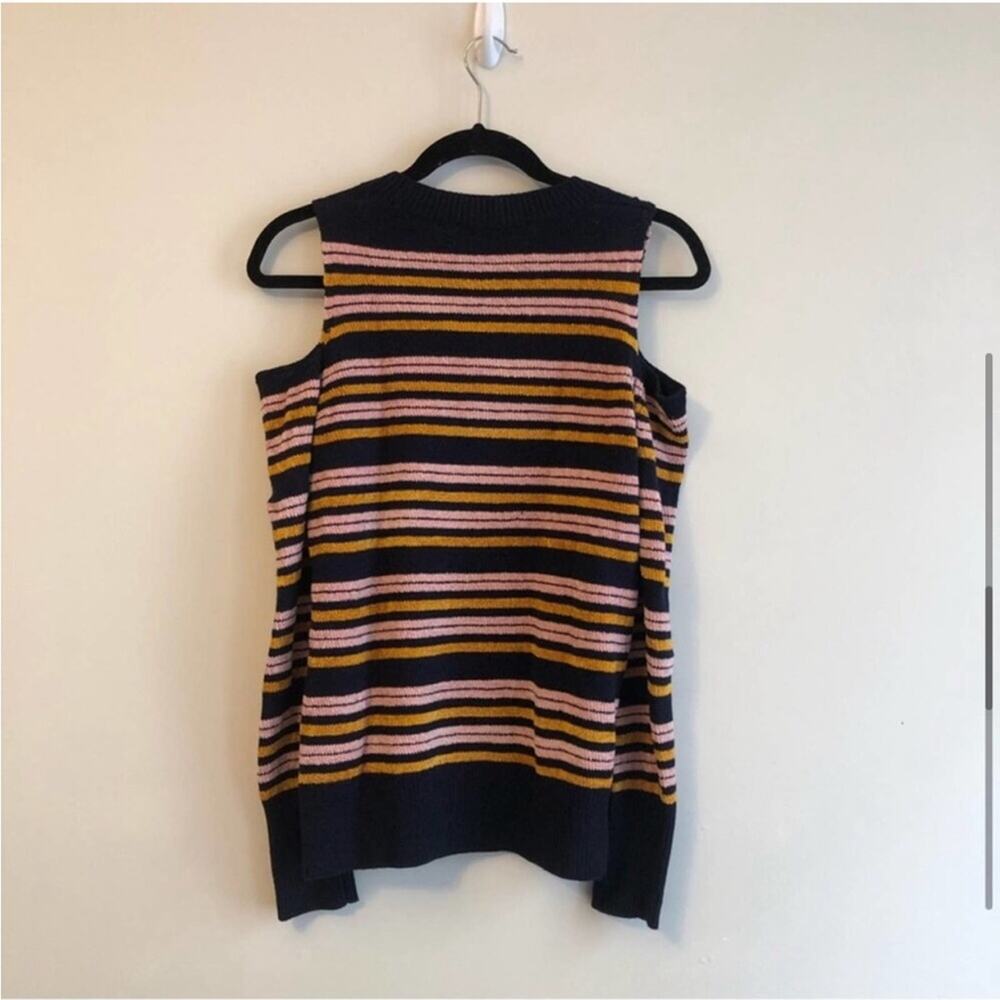 NWOT LOFT Chenille Striped Cold Shoulder Sweater - Picture 4 of 6